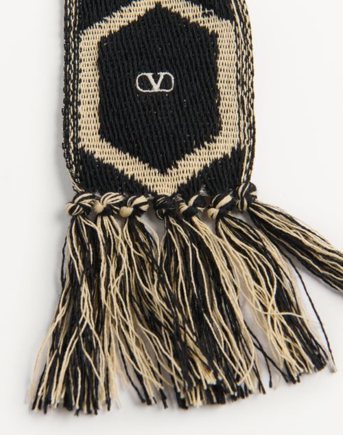 Valentino Garavani - Antibes Cotton Scarf With Fringe - Black/beige - Man - Soft Accessories